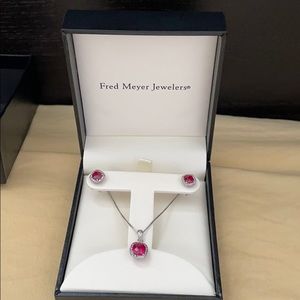 Fred Meyers Ruby Earring Necklace Set